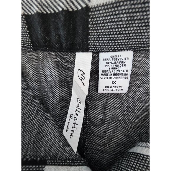 Black & White Plaid Button-Front Womens A-line Skirt By Ck Collection Size 1X - Picture 5 of 7